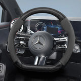 Suede Carbon Steering Wheel Cover for Mercedes Car Interior Accessory Hocasen