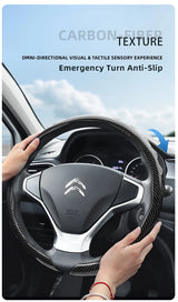 Steering Wheel Cover Carbon Fiber Texture for Citroen Car Interior Accessory Hocasen