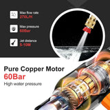 Cordless High Pressure Car Wash Gun 60Bar for All Vehicles 2020-2023 Car Interior Accessory EAFC