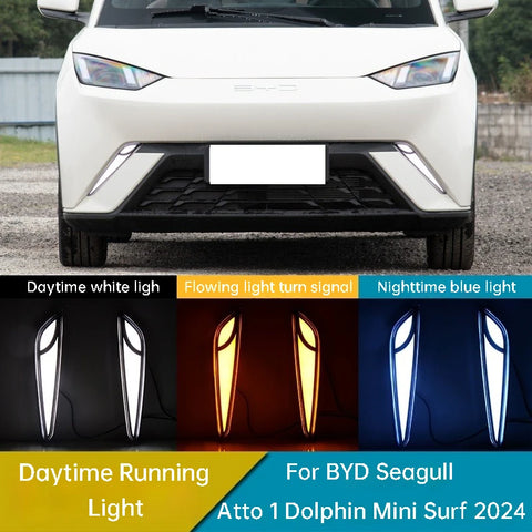 For BYD Seagull Atto 1 Dolphin Mini Surf 2024 Daytime Running Light Streamer Turn Signal Lamp Front Fog Light Car LED Lightin