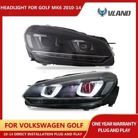 Dual Beam Projector Headlights for VW Golf 6 Mk6 09-14 Car Interior Accessory Vland