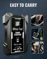12V Car Jump Starter - Portable Battery Booster & Power Bank with 3-Mode LED Emergency Light Jump Starter MINUS TWO