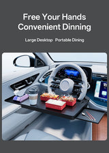 Carbon Fiber Design Auto Steering Wheel Tray Multipurpose Adjustable Car Table with Drawer and Anti-Slip Protective Adhesive