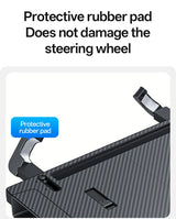 2-in-1 Foldable Car Steering Wheel Desk Tray with Carbon Fiber Design