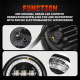 7 Inch Led Headlight for Harley | 4.5 Inch Fog Lights Halo Ring Angel Eyes