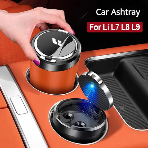 For Leading Lixiang L7 L8 L9 2022 2023 Car Ashtray Auto Pop Lid Portable Car Interior Ashtray with LED Light Car Interior Acc