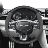 Matte Carbon Fiber Suede Steering Wheel Cover Genesis Car Interior Accessory Hocasen