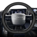 Breathable Leather Wheel Cover for Lancia Ypsilon Car Interior Accessory Hocasen Punch Style Black