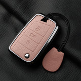 Aluminum Alloy Goatskin Car Key Case Cover For VW Golf 7 mk7 Skoda Octavia A7 Tiguan MK2 SEAT Ateca Leon FR 2 Ibiza