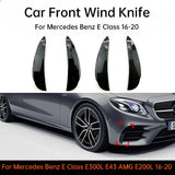For Mercedes Benz E Class E300L E43 AMG E200L 16-20 Car Front Wind Knife Sticker Optimized Airflow Exterior Accessories Exter