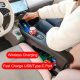 For Leapmotor T03 20-25 Central Console Armrest Box Leather Storage Box Wireless Charging Handrest Organizer with Cup holder
