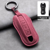 Car Key Case Cover Shell For Porsche Panamera Spyder Carrera Macan Cayman Cayenne 911 970 981 991 Leather Car Keychain