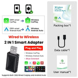2-in-1 Wireless CarPlay and Android Auto Adapter for Cars