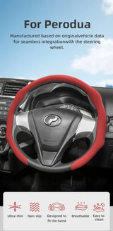 Perforated Leather Wheel Cover for Perodua Myvi Car Interior Accessory Hocasen