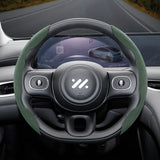 Suede Buckle-Type Steering Wheel Cover for IM Car Interior Accessory Hocasen Green 2-Piece Set