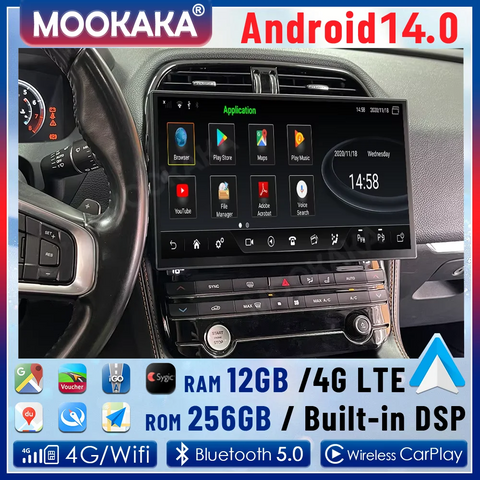 13.3" Android Auto CarPlay Stereo for Jaguar XE 2016–2018 Android Head Unit Aotsr 4GB 64GB Eight Core