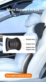 Ergonomic Car Neck Headrest & Lumbar Support Pillow Set, Adjustable Memory Foam