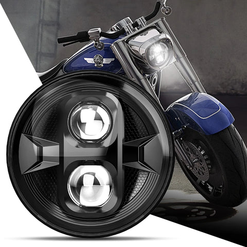 7 Inch Universal Motorcycle Led Headlight for Harley Davidson Softail Slim Fat Boy Lada Niva4X4 Uaz 12V 24V Car Interior Acce