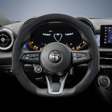 Premium Suede Wheel Cover for Alfa Romeo Giulia Car Interior Accessory Hocasen Black