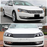 LED Projector Headlights w/Animation for VW Passat 2011-2015 LED Ambient Light VLAND