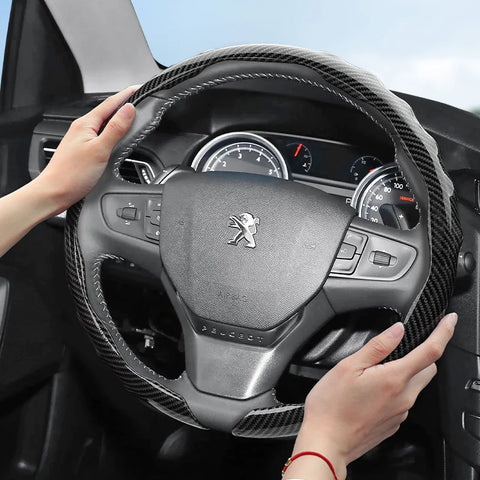 Peugeot Snap-On Carbon Fiber Steering Wheel Cover Car Interior Accessory Hocasen