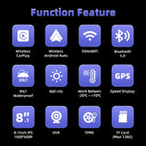 8.1 inch Wireless CarPlay Moto GPS Navigation Dashboard Android Head Unit EKIY