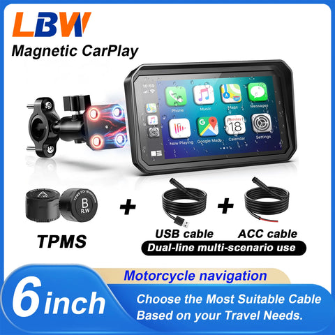 6-inch Motorcycle GPS CarPlay Navigation Universal Android Head Unit LBW