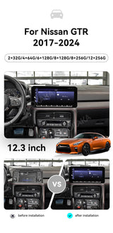 12.3-Inch Android 14 Navigation System for Nissan GT-R 2017–2024 Android Head Unit Aotsr