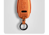 For Audi A6 A7 A8 E-tron Q5 Q8 C8 D5 Gold Edge Design Suede Car Key Case Shell Keychain