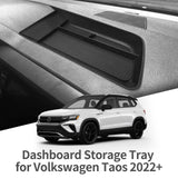 Dashboard Storage Box ABS for Volkswagen Taos 2022-2024 Car Display Screen Rear Tray Organizer Accessories Tidying Black Car