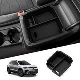 Volkswagen Taos 2022-2026 Central Armrest Storage Box ABS Stowing Tidying Car Tray Organizer Accessories Black Car Interior A