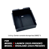 For Tesla New Model Y 2025 Launch Juniper ABS with Silicone Non-slip Mat Console & Armrest Storage Box Upper and Lower Watercup