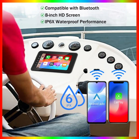 8-Inch Waterproof Marine Multimedia Player for Marine/ATV/UTV Marine Audio OEM