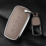 Metal and leather car key case cover for Lincoln Continental Navigator