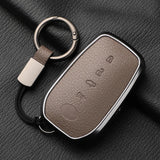 Metal And Goatskin Car Key Case Cover For Toyota Sequoia Cross Fortuner Prius Venza Alphard Vellfire Sienna Tundra Mirai Yaris