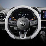 Premium Suede Wheel Cover for Alfa Romeo Giulia Car Interior Accessory Hocasen White
