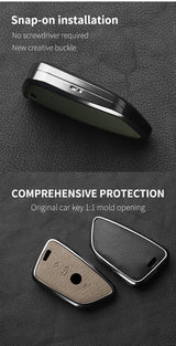 Metal and Leather Car Key Case for BMW