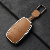 Aluminum Alloy Goatskin Car Key Case Cover for Subaru BRZ XV SV Forester Legacy Outback Crosstrek Impreza WRX Ascent keychain