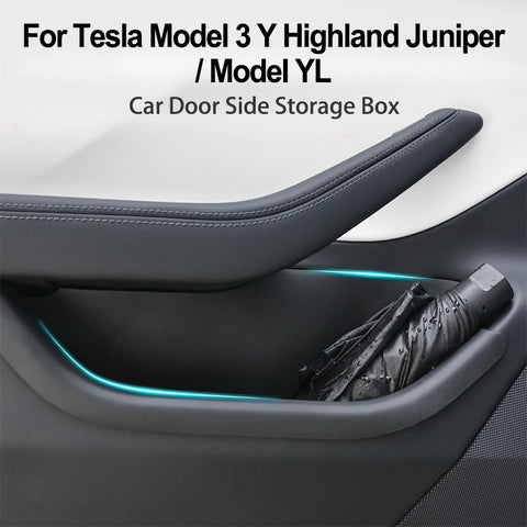 For Tesla Model 3 Highland Y Juniper Car Door Side Storage Box Door Slot Storage Organizer Container Car Interior Door Storag