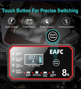 12V 8A Smart Car Battery Charger Automatic Start Fast Charger Pulse Repair Motorcycle Truck Battery Charger GEL Lead Acid Car