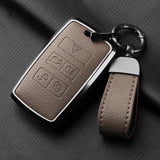 Metal and Leather Car Key Case Cover for Jaguar I-PACE Keychain Accessories