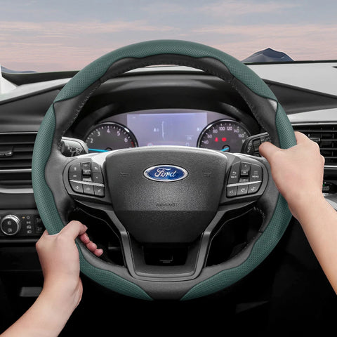 Breathable Leather Steering Wheel Cover for Ford Car Interior Accessory Hocasen