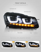 Dual Beam Projector Headlights for VW Golf 6 Mk6 09-14 Car Interior Accessory Vland