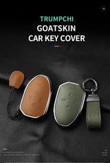 5 Button Aluminum Alloy Goatskin Car Key Case Cover For Trumpchi GAC 2021 Empow J11 J12 J13 J14 J15 J16 GS8 Keychain Accessor