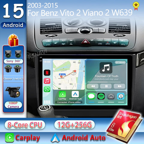 2K QLED Android 15 Head Unit for Mercedes-Benz W639 2003–2015 Android Head Unit RSNAVI