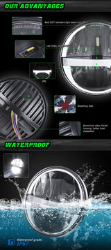 Latest 5.75 Inch Motorcycle LED Headlight for Harley Dyna Softail Sportster 883 XL883 FXCW 5 3/4 inch led motorbike headlamp DRL Angel Eye