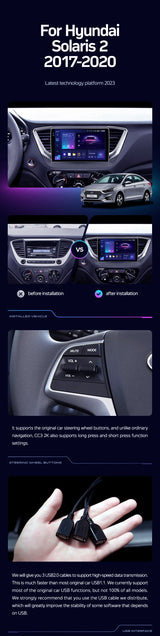 Android Multimedia System with GPS for Hyundai Solaris 2017-2020