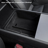 For Tesla New Model Y 2025 Launch 2025+ Juniper Model 3 Highland 2024 Console & Armrest ABS Flocking Storage Box Watercup Hol