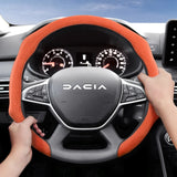 Premium Suede Snap-On Steering Wheel Cover for Dacia Car Interior Accessory Hocasen