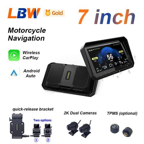 7 Inch Motorcycle GPS Android Auto CarPlay Unit Android Head Unit OEM